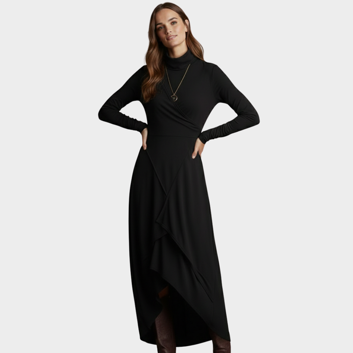 Midi Dress Knit Wrap Long Sleeve