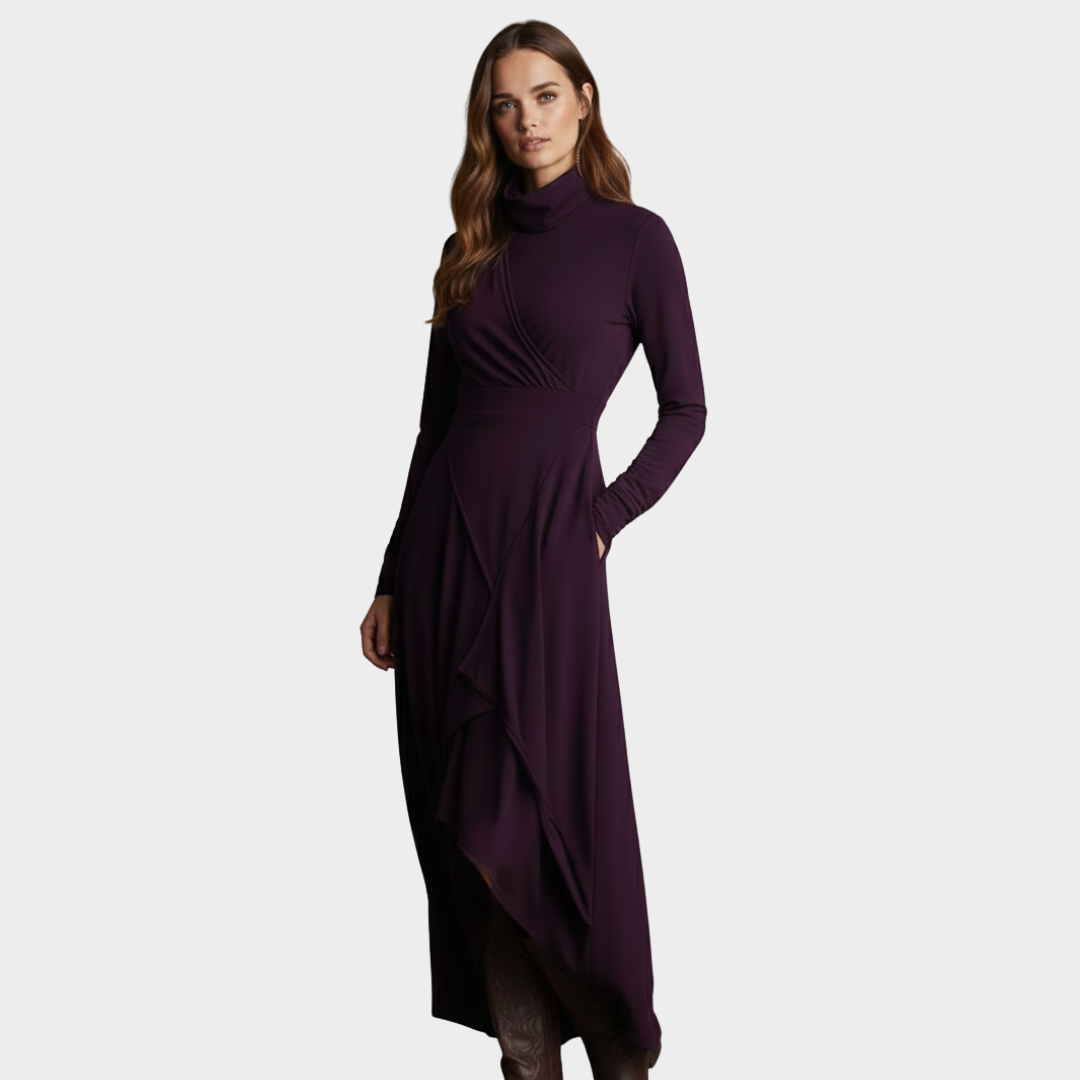 Midi Dress Knit Wrap Long Sleeve