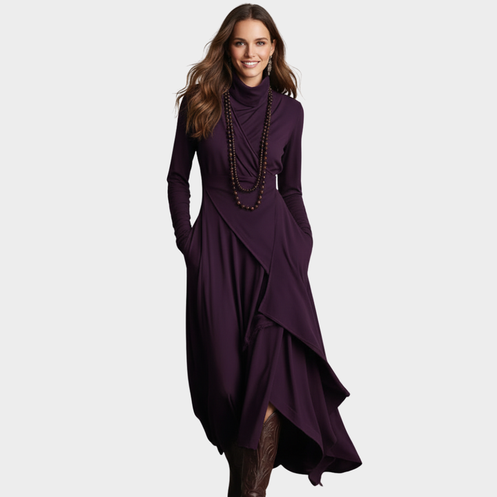 Midi Dress Knit Wrap Long Sleeve