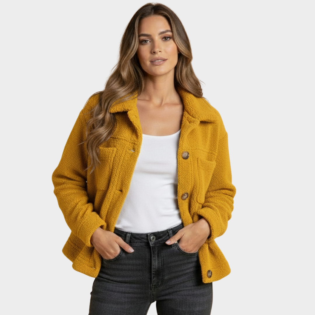 Women's Black Fleece Button Jacket