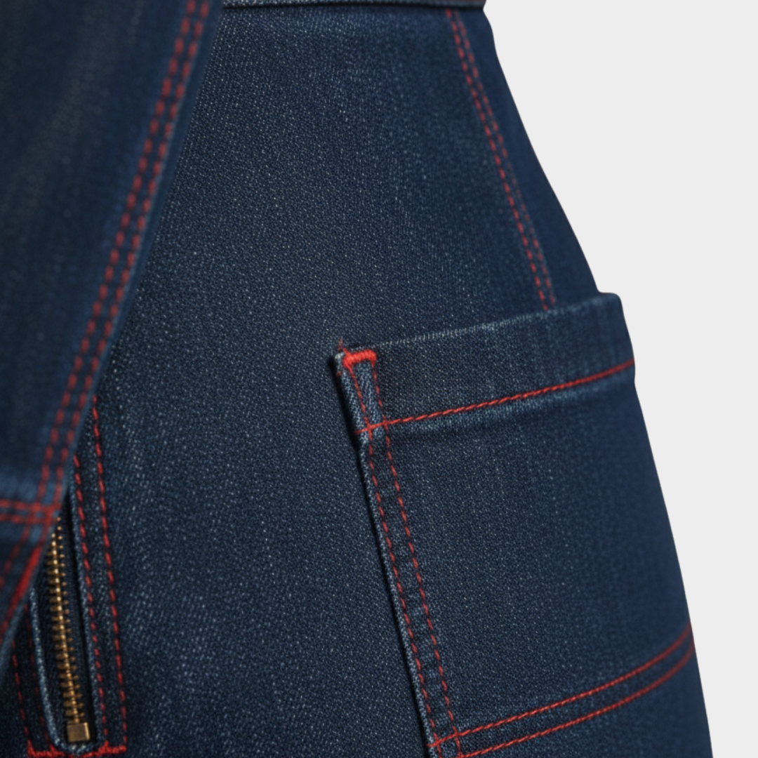 Women's Denim Zip-Front Wide-Leg Jumpsuit