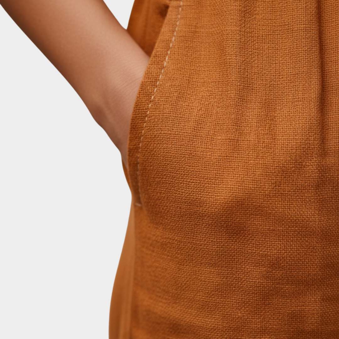 Women's Linen-Blend Wide-Leg Wrap Jumpsuit