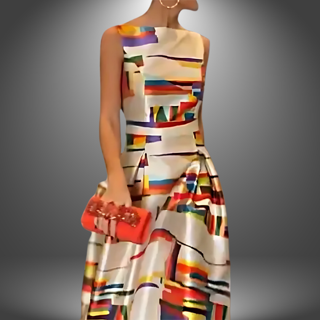 Women's Maxi Dress with Striking Geometric Print