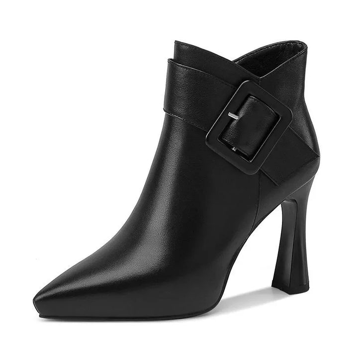 Women ankle boots buckle detail pointed toe heel