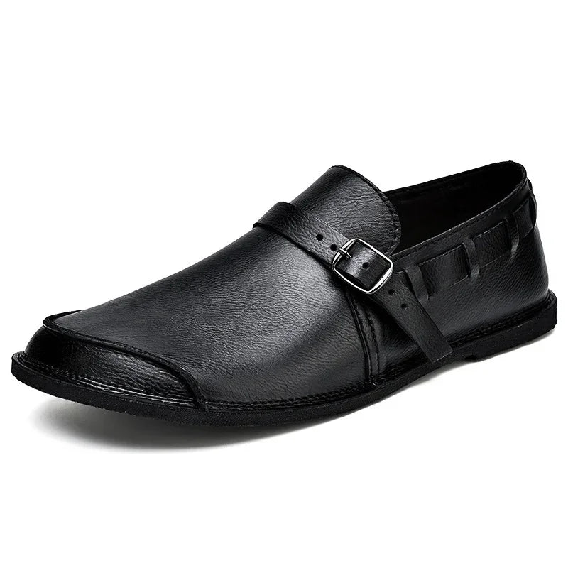 Men’s Leather Loafers Buckle Slip On