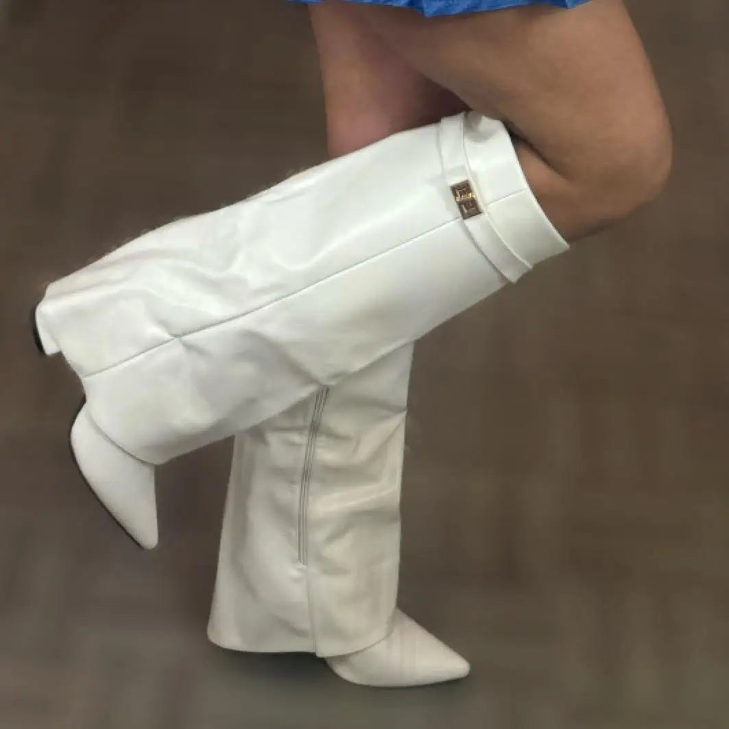 Women’s Leather Thigh-High Boots with Buckle