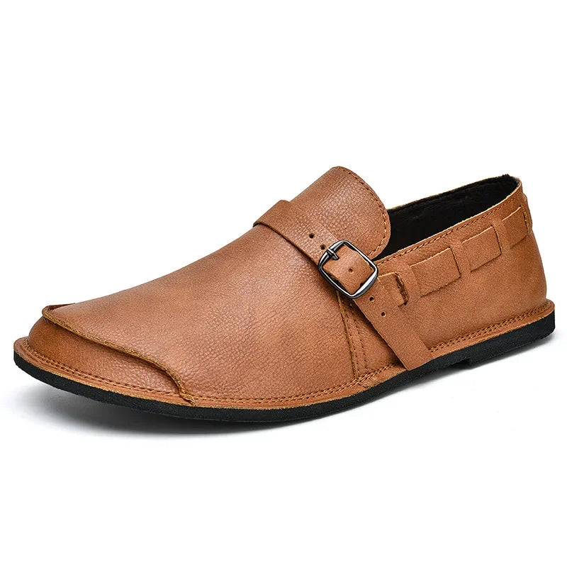Men’s Leather Loafers Buckle Slip On