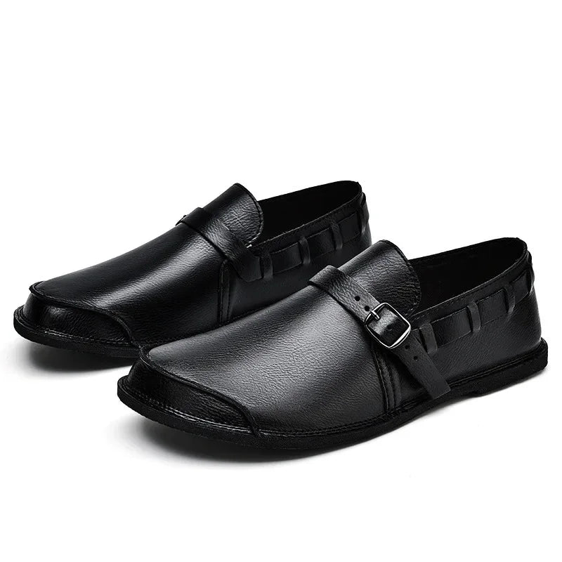 Men’s Leather Loafers Buckle Slip On