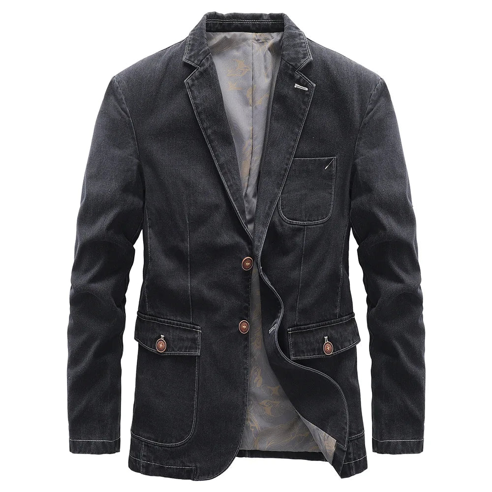 Men denim jacket button front regular fit
