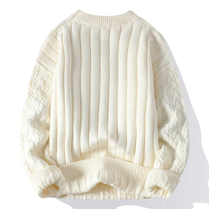 Men’s Knit Sweater Cable Knit Long Sleeve Crew Neck