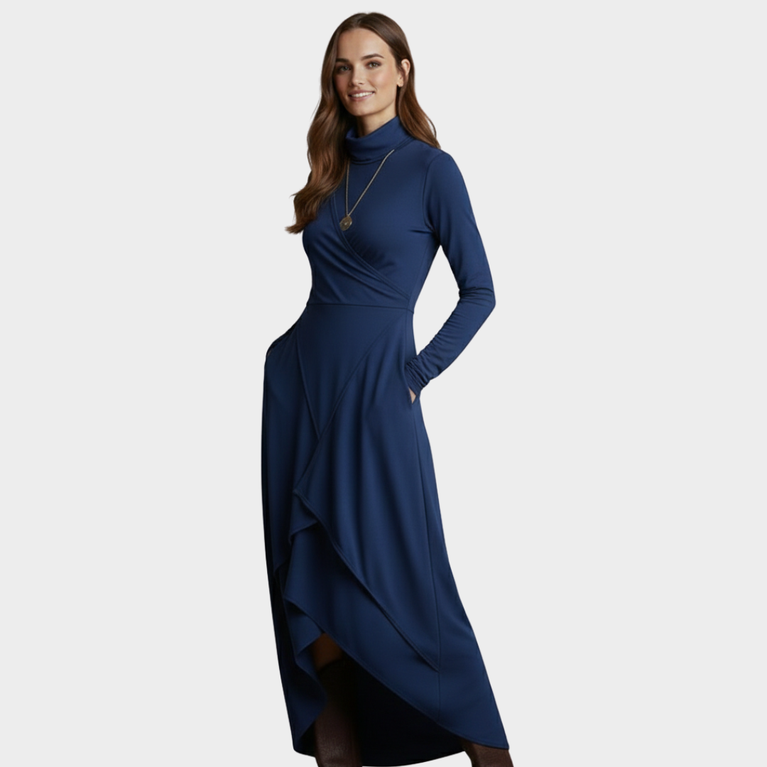 Midi Dress Knit Wrap Long Sleeve