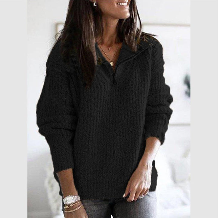 Women's Ribbed Zip-Up Sweater with Cozy Feel